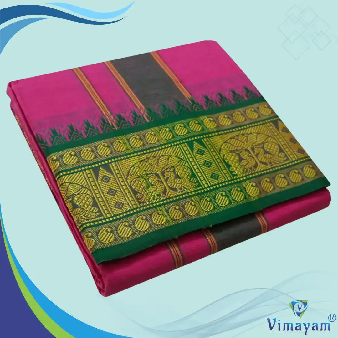 Rose colour 6 inch border dhoti towel - Assorted border colour and designs – Vimayam Dhotis