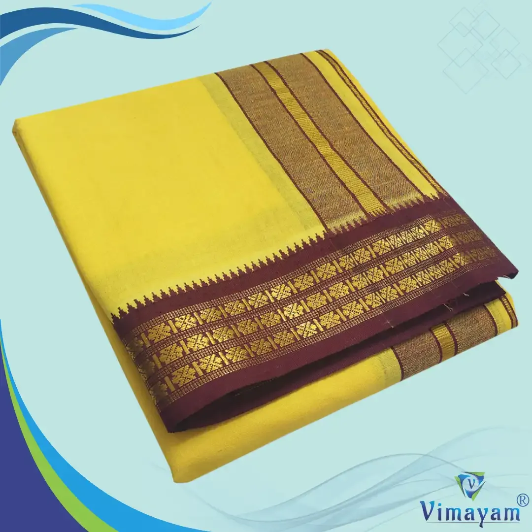 Yellow colour dhoti udraj coin border – COLOUR DHOTIES | New Arrival | Vimayam Dhotis