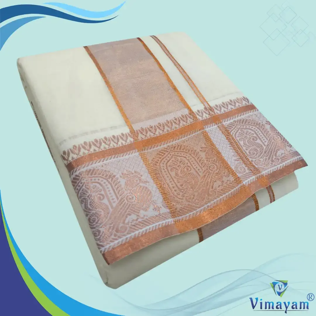 Copper zari border premium quality dhoti - Assorted designes - Vimayam Dhoties