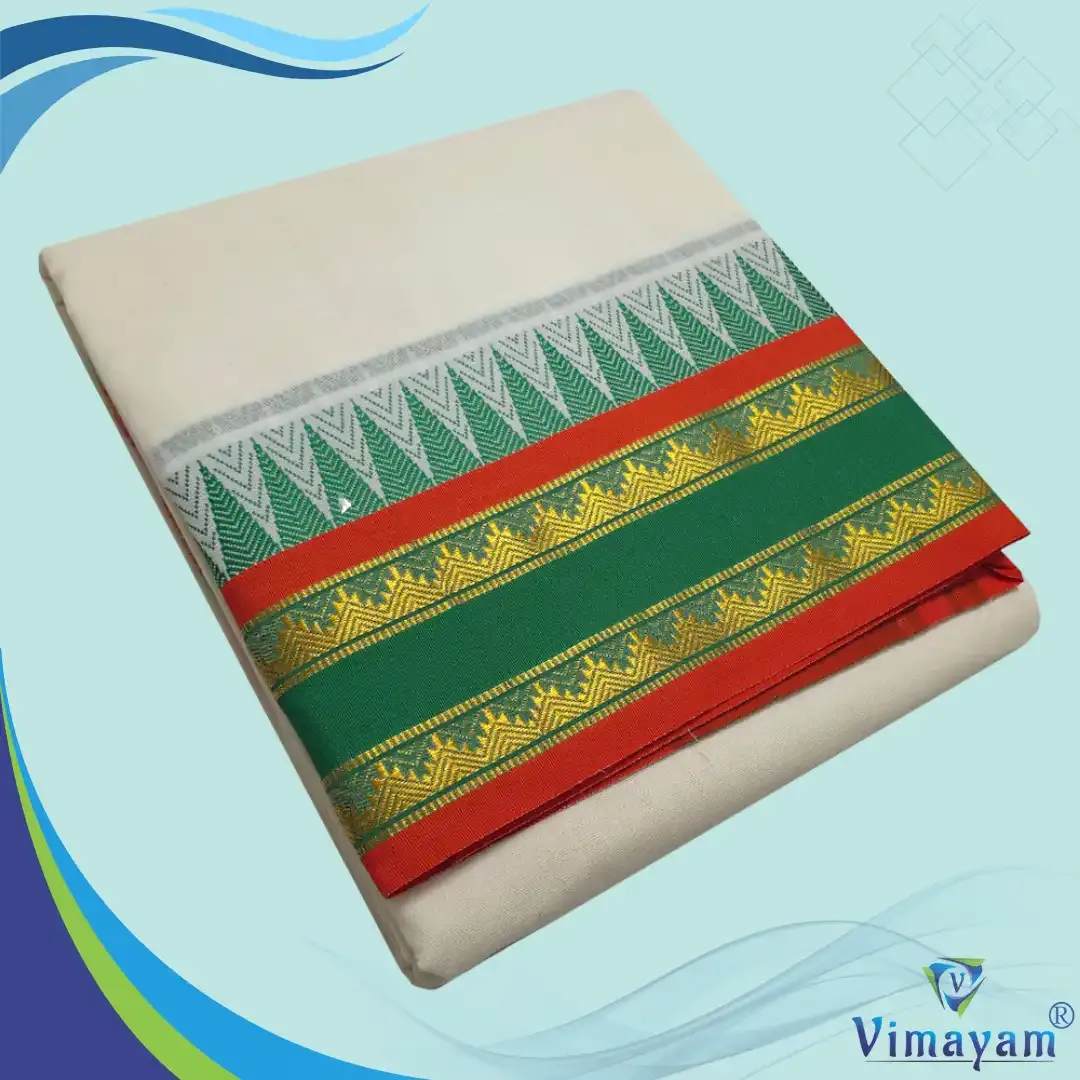 Plain tower premium quality dhoti - Assorted border colours – Vimayam Dhotis