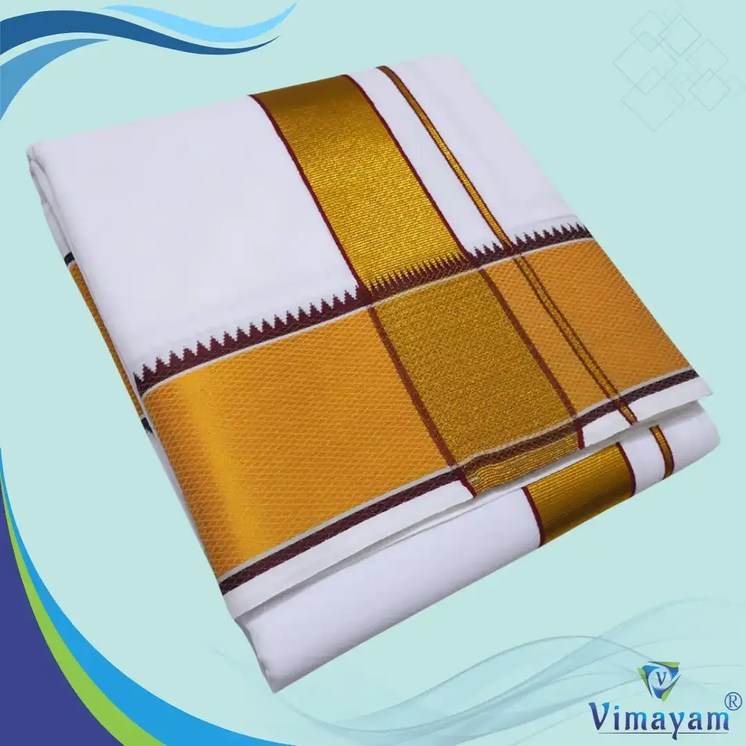 Golden zarigai Mokku premium cotton dhoti 