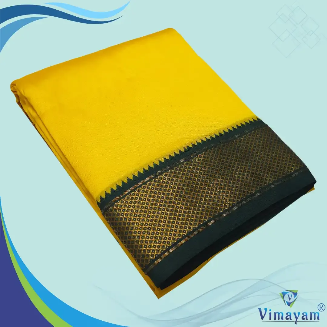 Yellow colour mayilkan premium quality 13 Kan - Assorted border colours – SILK DHOTIES | New Arrival | Vimayam Dhotis