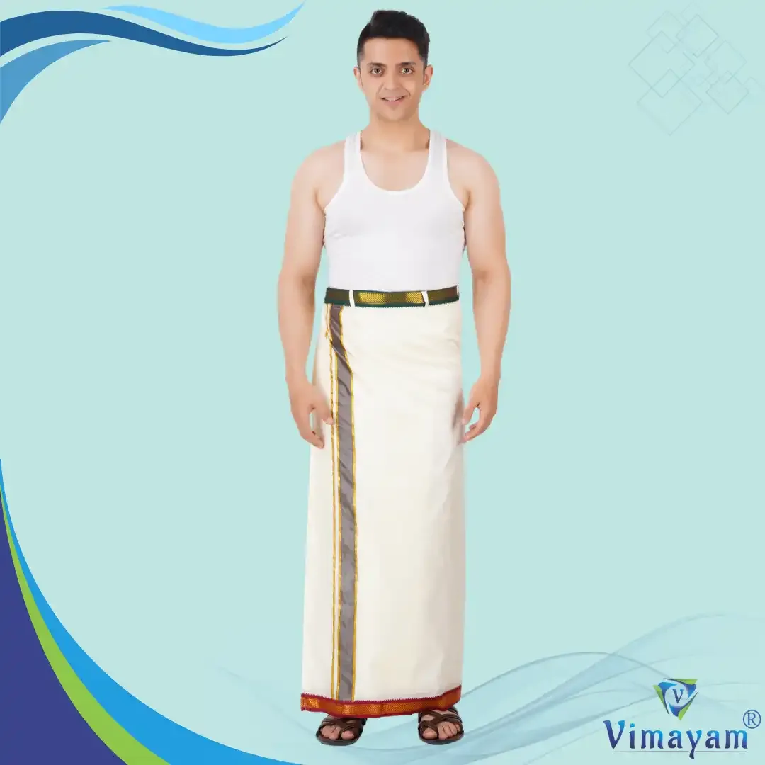 Mayilkan zari Readymade velkaro dhoti art silk - Free Size