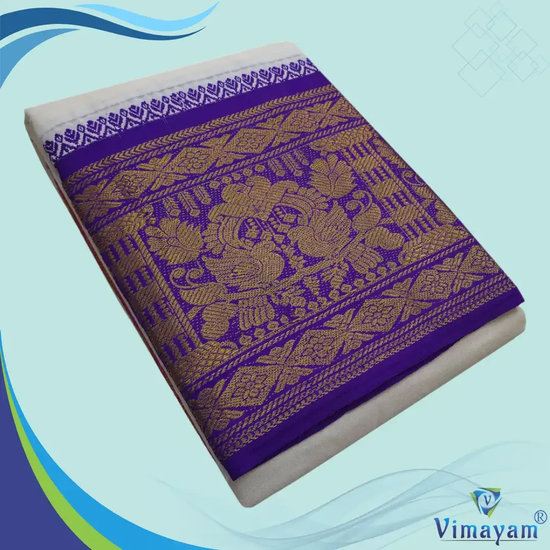 Dual Maina designed premium quality dhoti - Assorted border colours