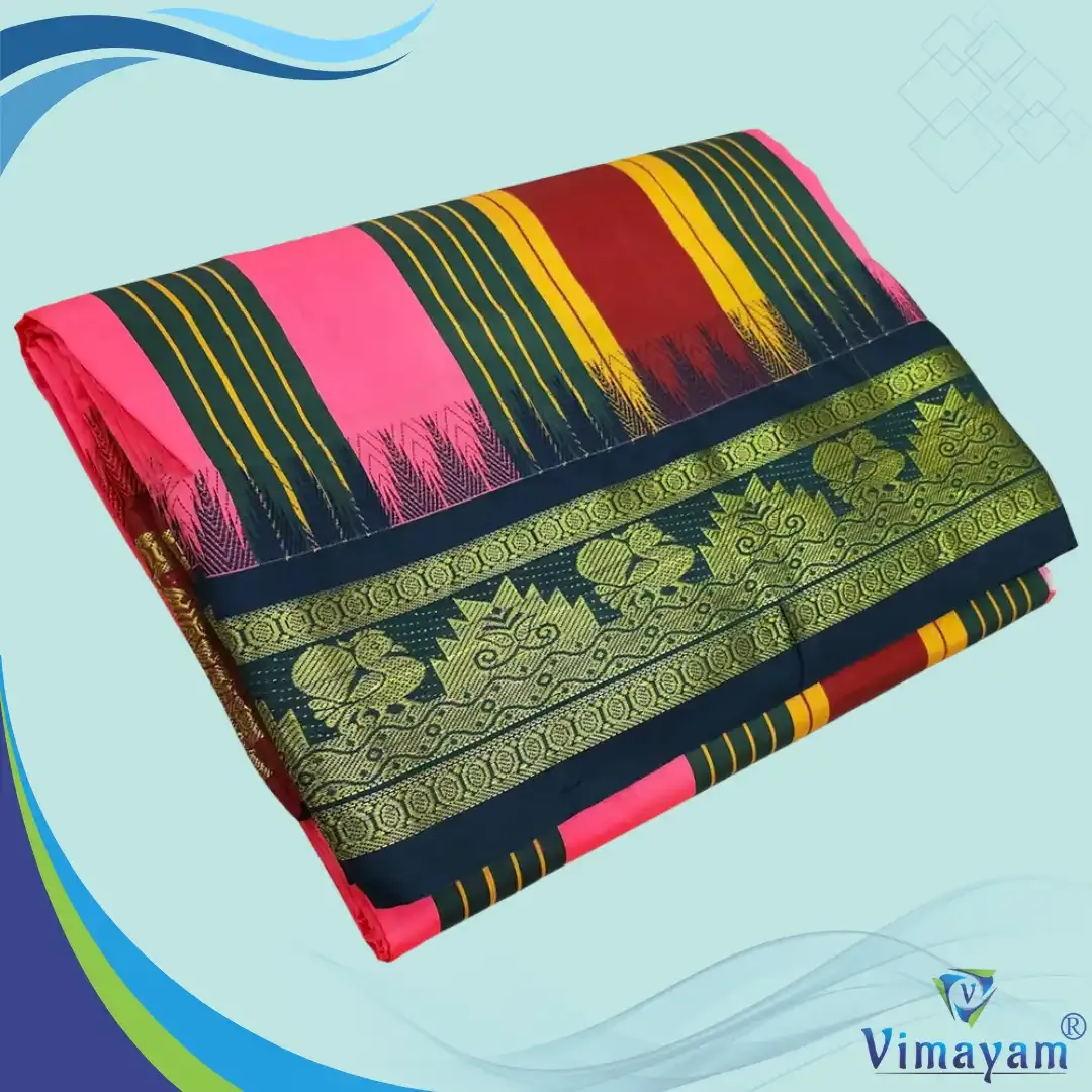 Tirupathi vasthiram melchat 24X12 - Light Pink(Assorted Border designs) - Vimayam Dhoties