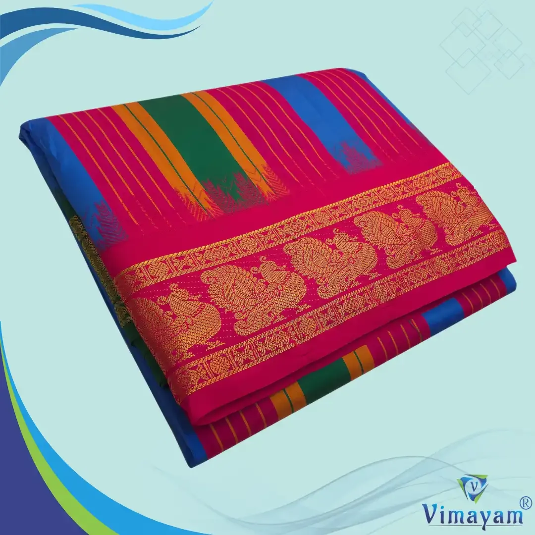 Tirupathi vasthiram 24X12 melchat - Light Blue (Assorted Border designs)