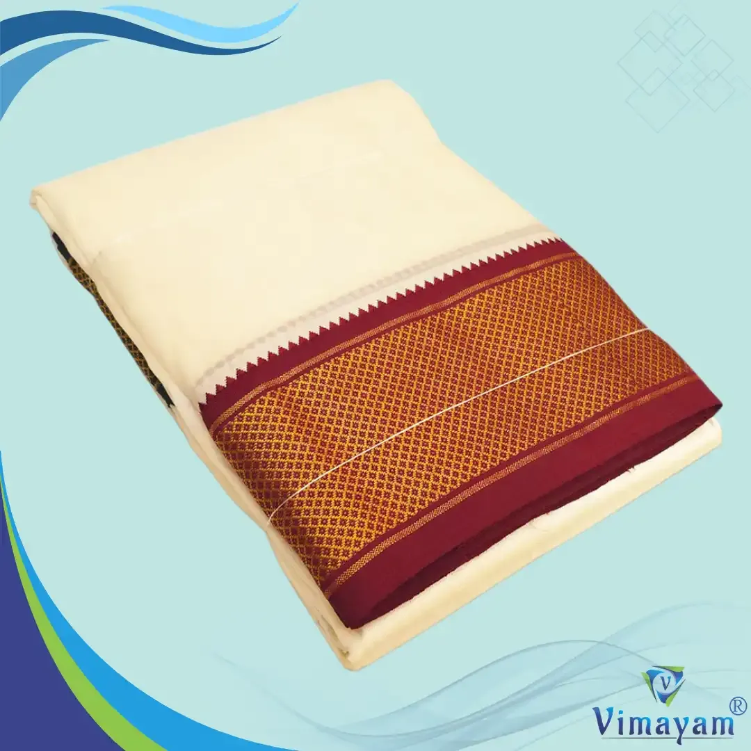 Art silk cream colour silk dhoti mayilkan dhoti - 16