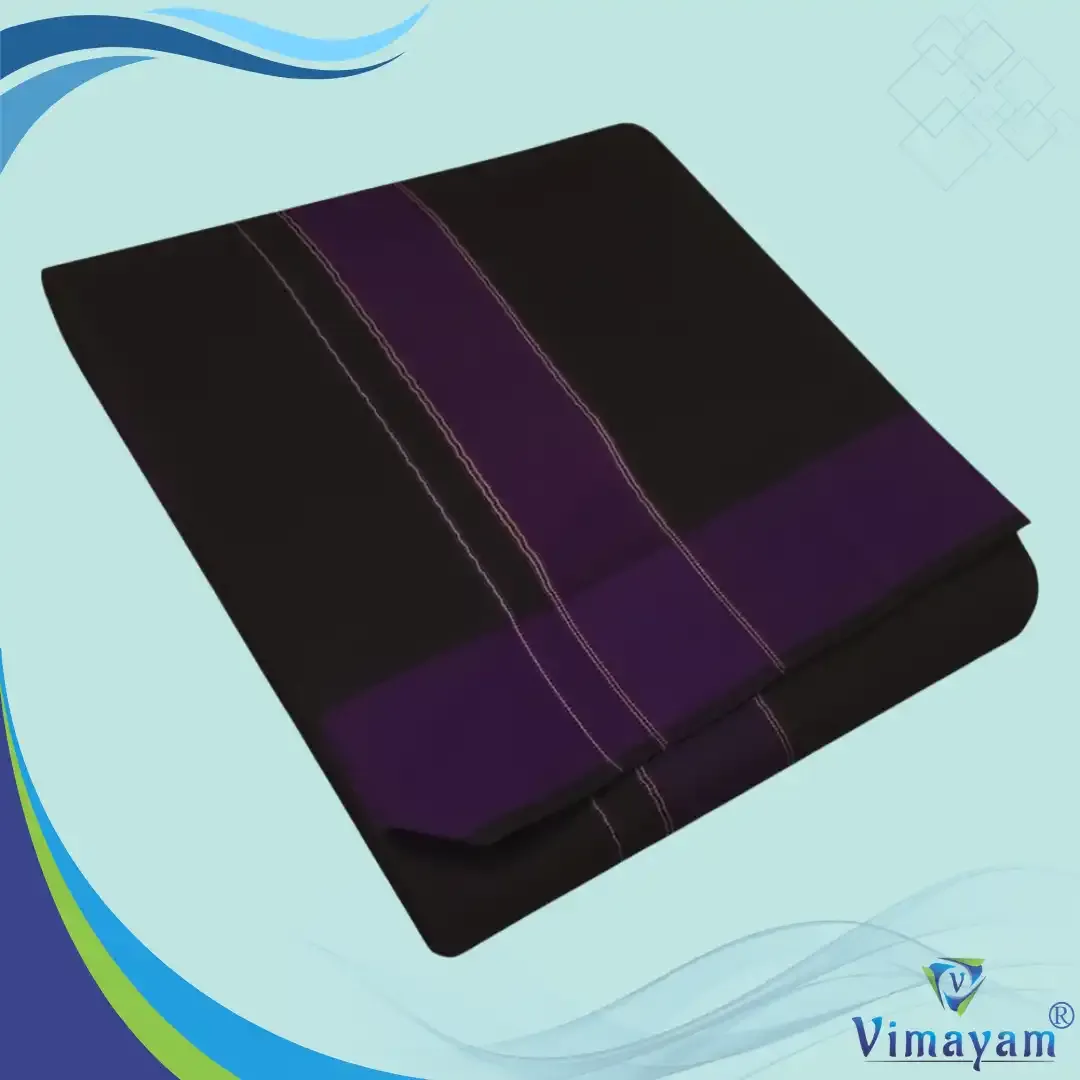 Black colour plain border dhoti towel - Assorted border colours